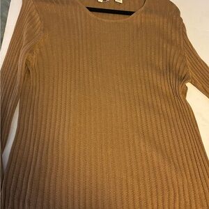 ANN TAYLOR TAN SILK SWEATER LONG SLEEVES LIGHT WEIGHT TEXTURED FABRIC SIZE LARGE
